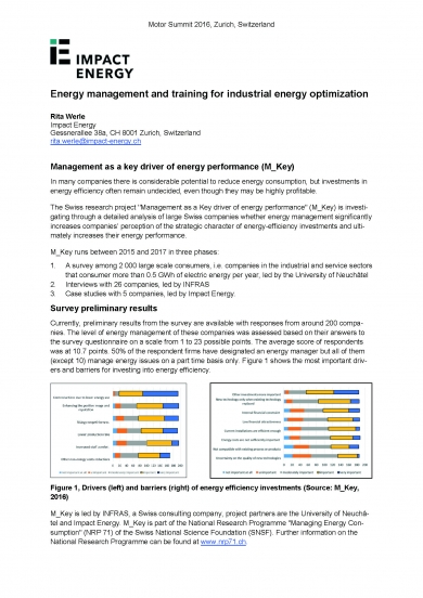"Management as a key driver of energy performance (M_Key)" (Motor Summit 2016)