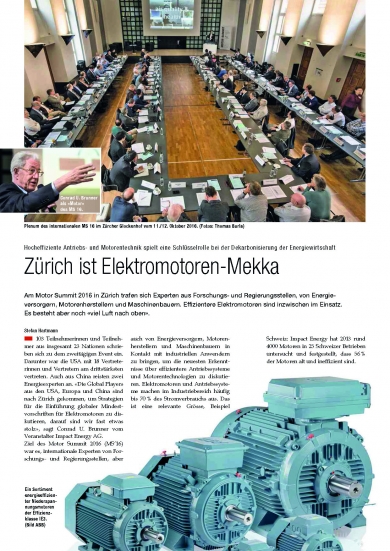 «Zürich ist Elektromotoren-Mekka» (HK-Gebäudetechnik 01/17)