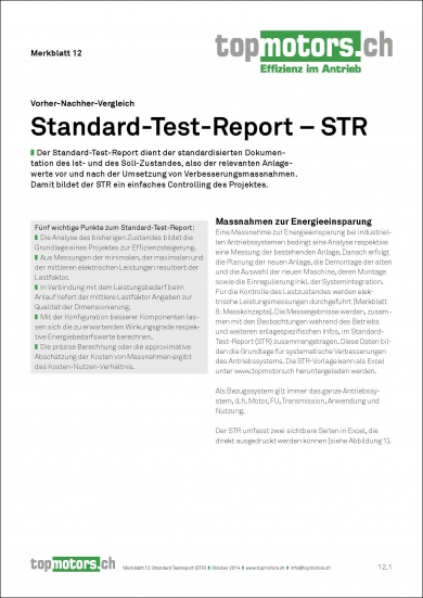 Merkblatt Nr. 12: Standard-Test-Report STR 