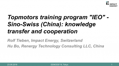 «Topmotors training program "IEO" - Sino-Swiss (China): knowledge transfer and cooperation» (EEMODS'19/ppp)