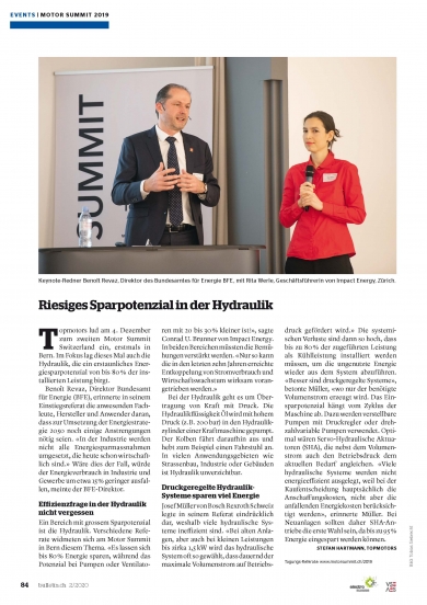 «Riesiges Sparpotenzial in der Hydraulik» (bulletin.ch 02/2020)